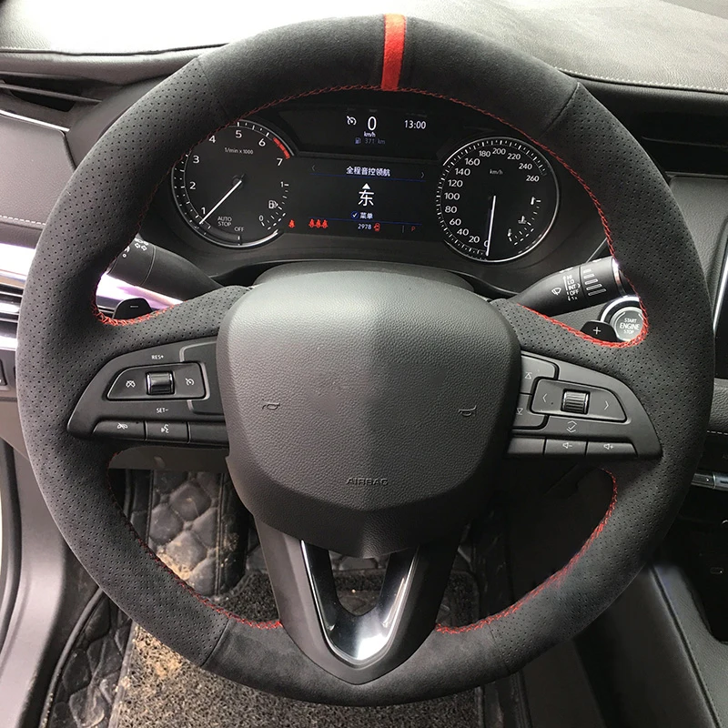 100% Real Alcantara Steering Wheel Cover for Cadillac CT4 2020-2023 CT5 XT4 Alcantara Wrap for Cadillac Funda Volante