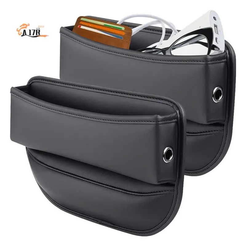 

A17R-2Pack Car Seat Space Filler, Leather Car Seat Organizer,Universal Fit Car Seat Storage Box, Adjustable Seat Space Filler Du