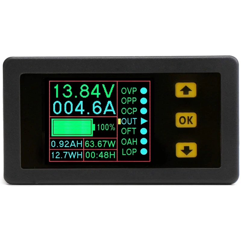 Bidirectional Volt Amp Meter, 90V 300A Voltage Current Battery Capacity Amp-Hour Watt-Hour Power Time Monitor Tester