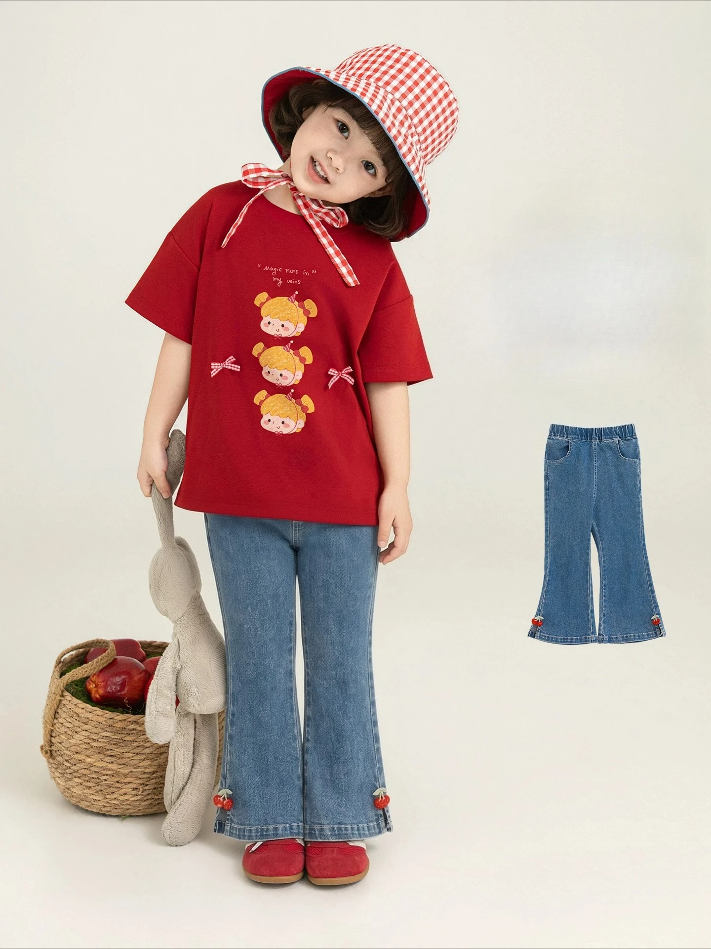 

Toddler Girl Summer Vintage Micro Flared Denim Trousers Nine Length Slim Stylish Soft Breathable Kids Jeans