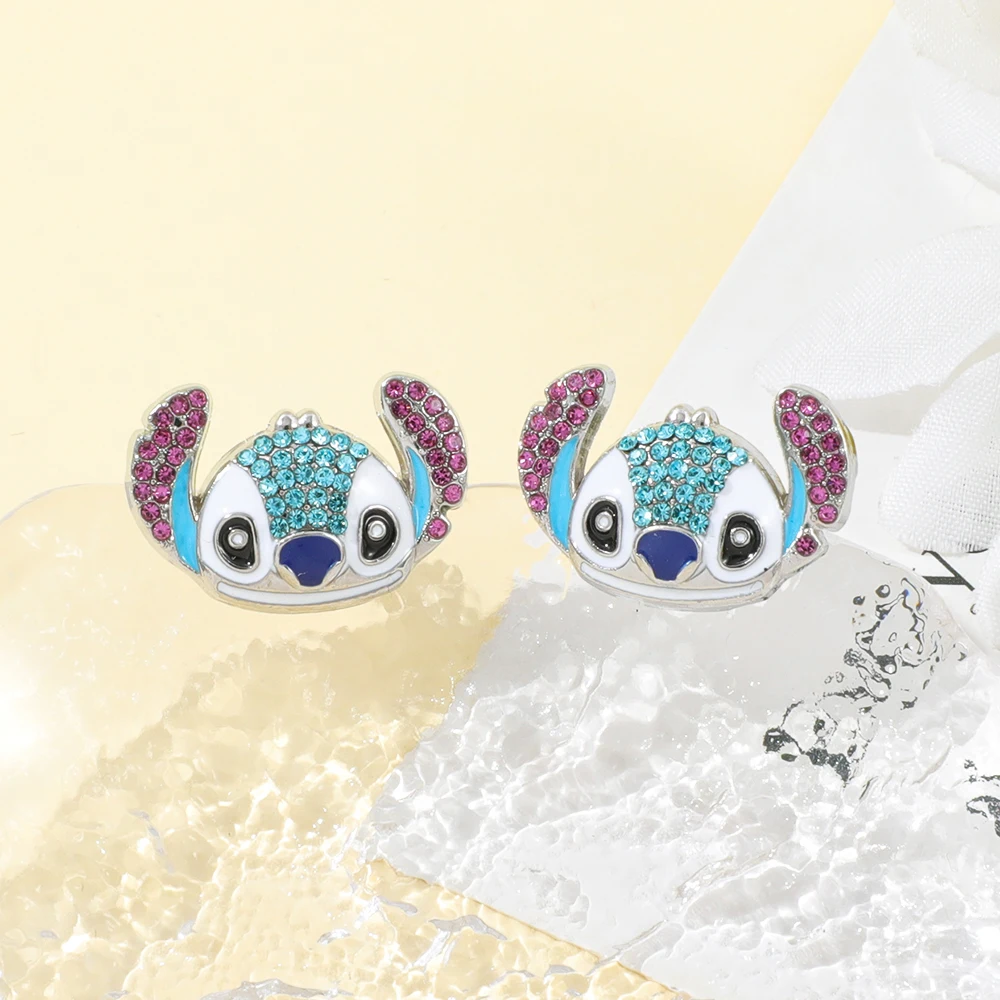 1 زوج ديزني ليلو وستيتش أقراط أحجار الراين غرزة الأذن ترصيع لفتاة موضة الأذن اكسسوارات الهدايا #4