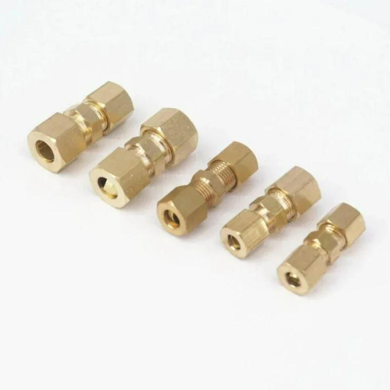 Messing-Kupferrohr-Verbinder, gerader Stoßverbinder, Kompressionsverbindung, 4-28 mm, Doppelhülsen-Stoßverbindung für Bremsleitungen und Sanitärinstallationen – Detail 3