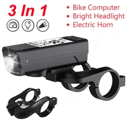 Wireless Bicycle Computer Horn Light USB Rechargeable MTB Road Bike Headlight Lantern Cycling Front Lamp Bicycle Accessories