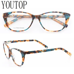 Women Cat eye Eyeglass Frame for Women Round Fashion Optical Glasses Frames Tortoise Retro Prescription Spectacles Leopard Print