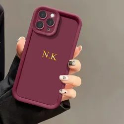 Customized Personalized Name 3D Engraved Initials Gold Letters DIY Case For Iphone 16 15 14 13 12 Pro Max Plus Cover 11pro max