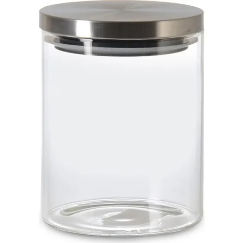 Silver Color Metal Vacuum Lid Borosilicate Glass Jar 1050 ml