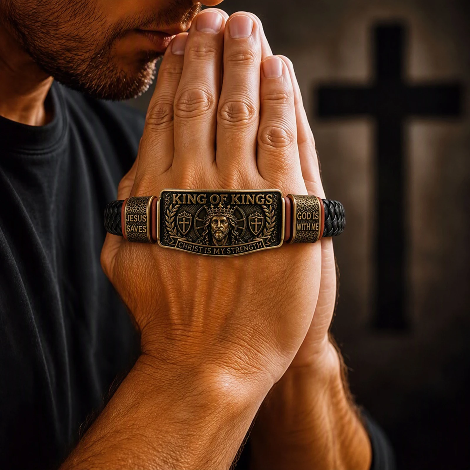 Decorative Faith Bracelet Multi-Purpose Religious Inspirational Wristband Christian Braided Wristbands Gift for Men Husband Dad