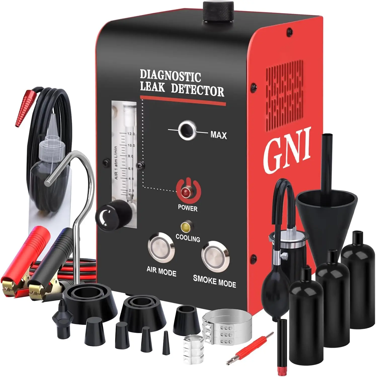 

Портативная дымовая машина постоянного тока 12 В с воздушным насосом и расходомером для обнаружения утечек автомобиля