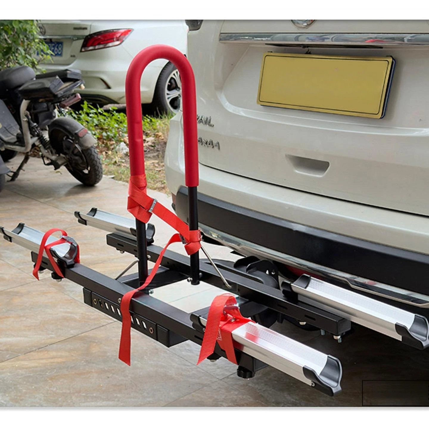 Folding Aluminum Alloy Car Bike Frame, Square Interface, Suitable for SUV, RV and Off-road Vehicle Modification