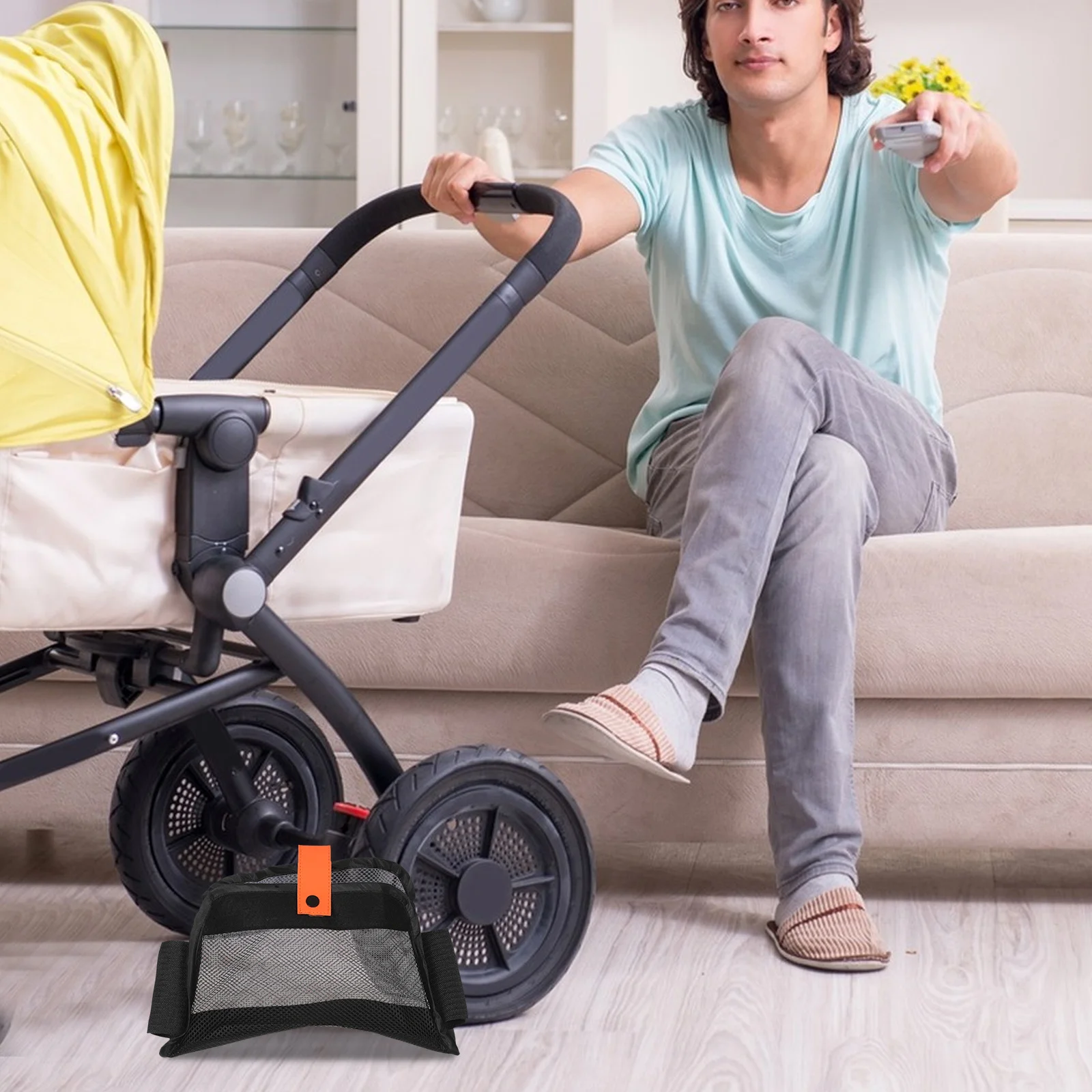 

Baby Stroller Bottom Basket Black Oxford Fabric Universal Stroller Organizer Extra Storage Space Pushchair Hanging Storage Bag