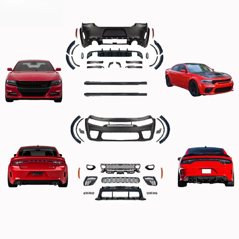 High Quality Hellcat Style Widebody Body Kit Bonnet Hood Exterior Mod Parts Fit for Charger 2015‑2021