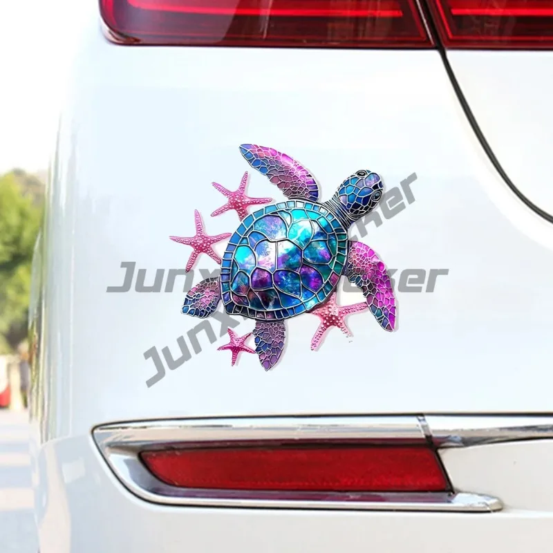 

Cute Turtle and Starfish Vinyl Decal Sticker, Elf-Adhesive Vinyl Car Bumper Sticker & Window Decal for Home, Life