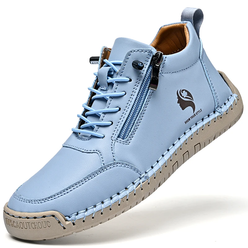 Zapatillas de Moda Nuevas, Hechas a Mano, de Cuero, para Mujer, Estilo Casual, de Media Caña, Planas, Sin Cordones, Tipo Mocasines