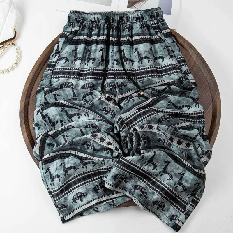

Comfortable Versatile High-Waisted Thin Printed Slim Pants Summer Casual Women's Straight Floor-Length Pants