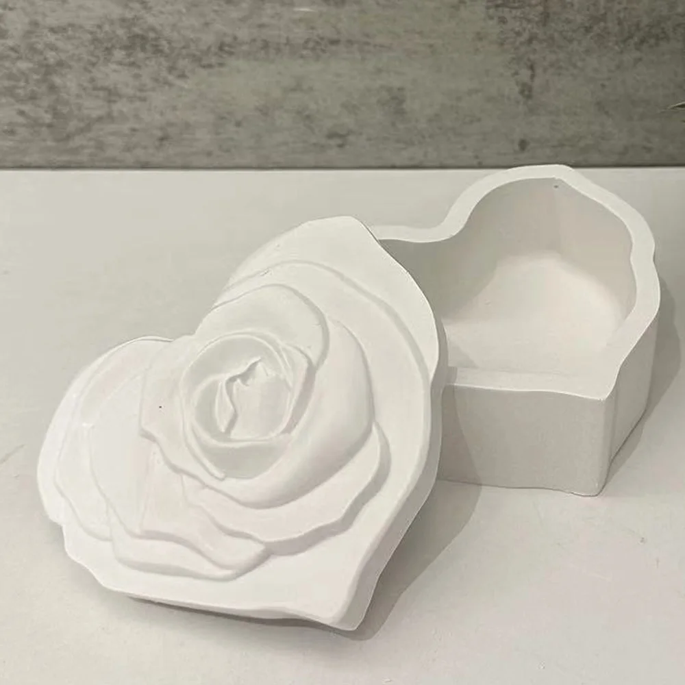 DIY Rose Love Storage Box Silicone Mold Jewelry Jewelry Box Plaster Drop Mold Home Bedroom Decor