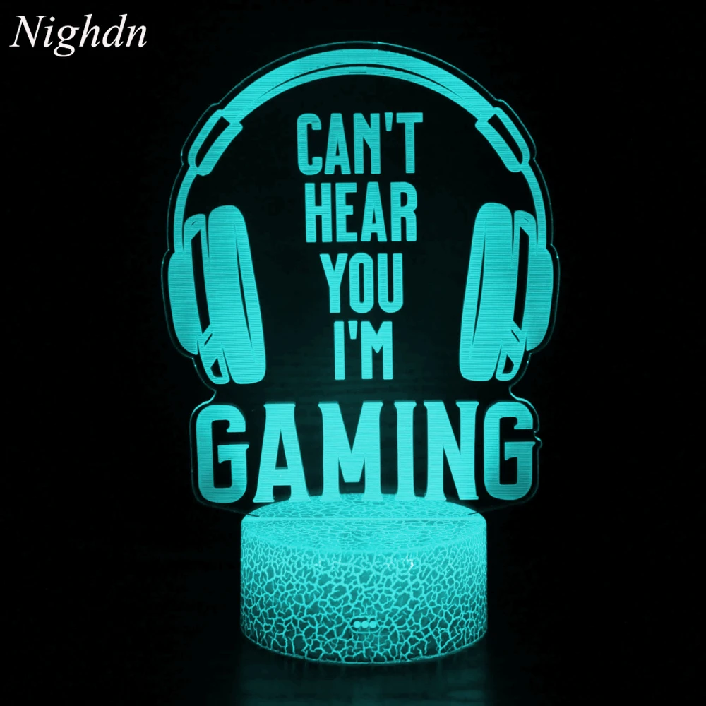 

Headphones Can't Hear You I'm Gaming Night Light for Boys 3D Illusion Lamp 7 Color Changing Gamer Gifts Gaming Decor Men Room