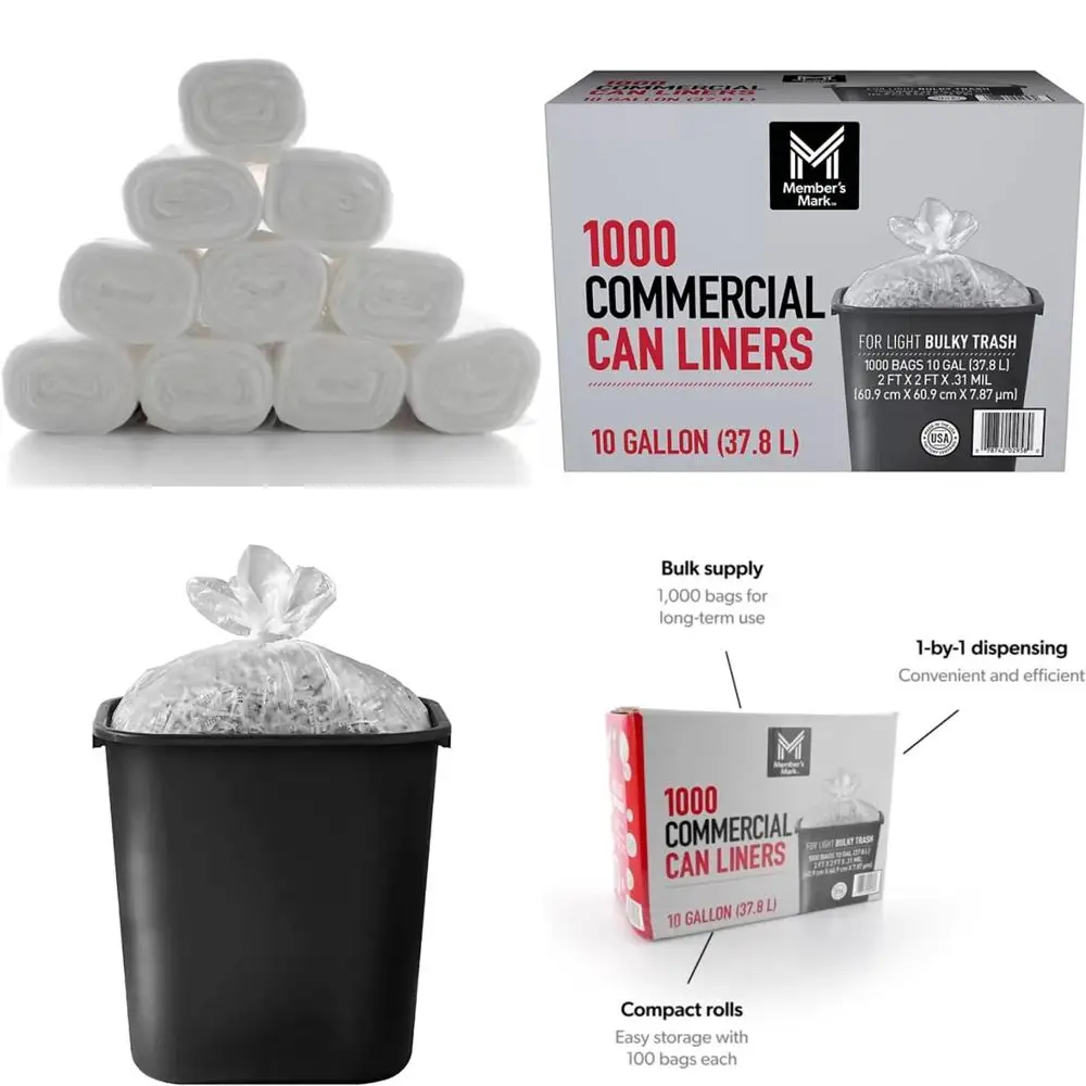 

10-Gallon Heavy-Duty Can Liners, 1000 Count