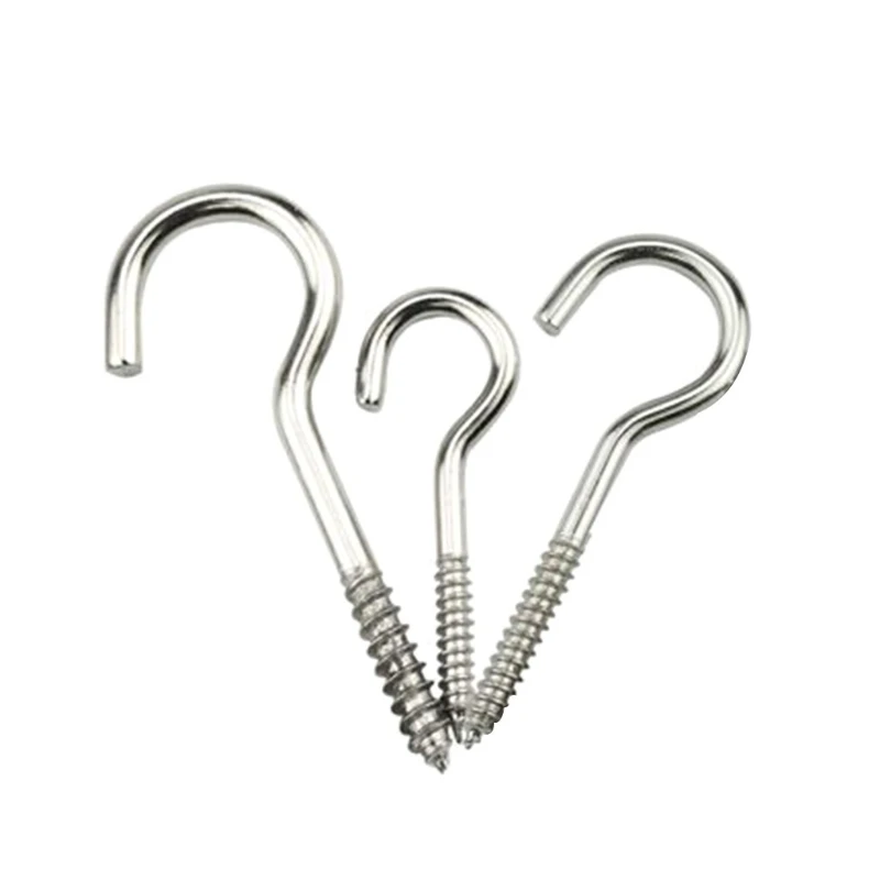 20 PCS Ceiling Hooks Stainless Steel Screw Eye Hooks ​For Outdoor Lights Birdhouses Household Threaded Hook Set