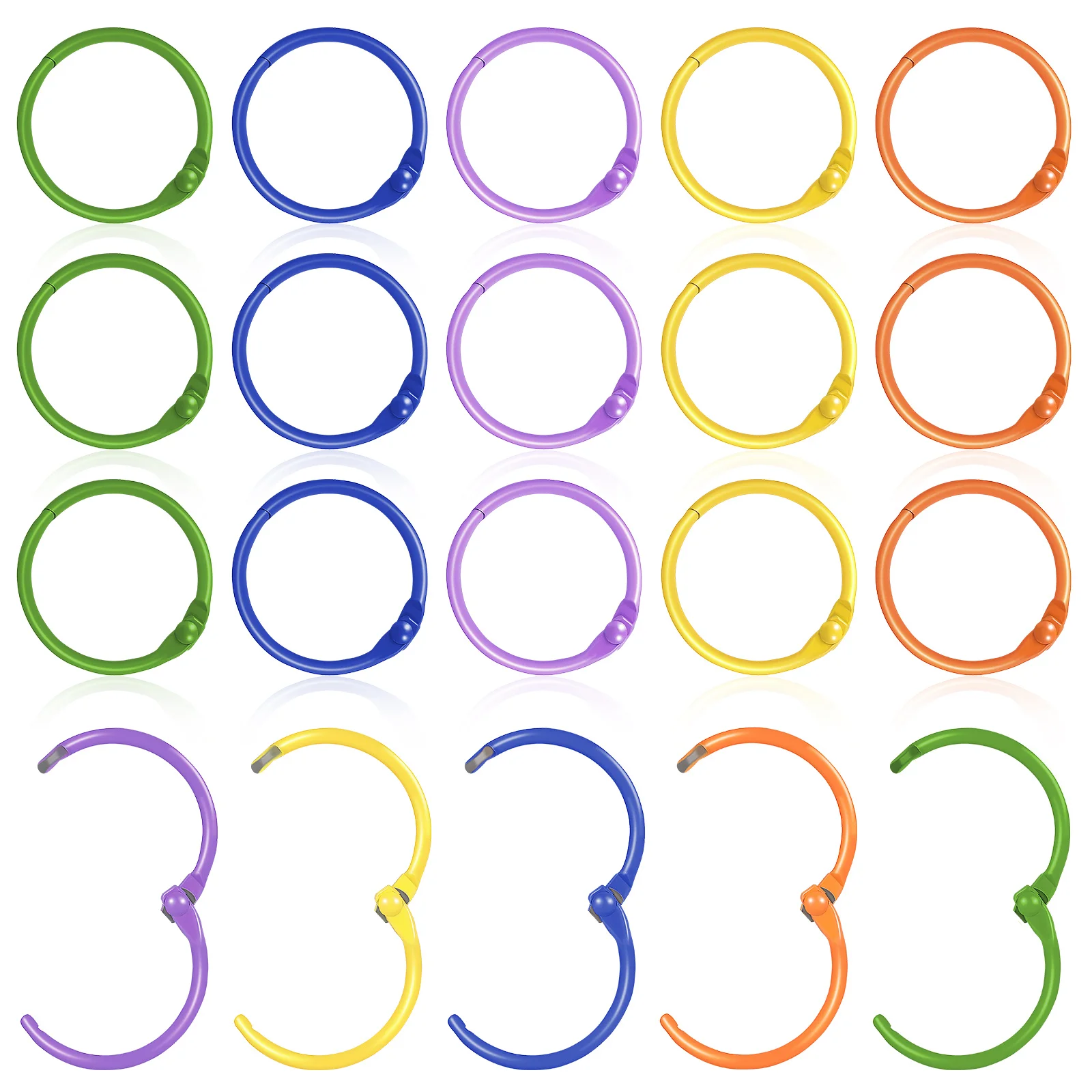 

50 Pcs Key Ring Colorful Keychain Pendant Loose Leaf Rings Metal Binder Binding Label Book Colored Office