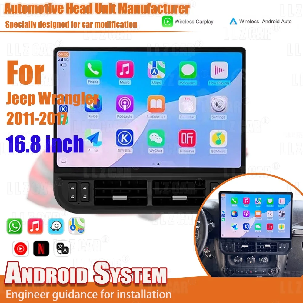 Multimedia Video Player For Jeep Wrangler 2011-2017 Android 16.8