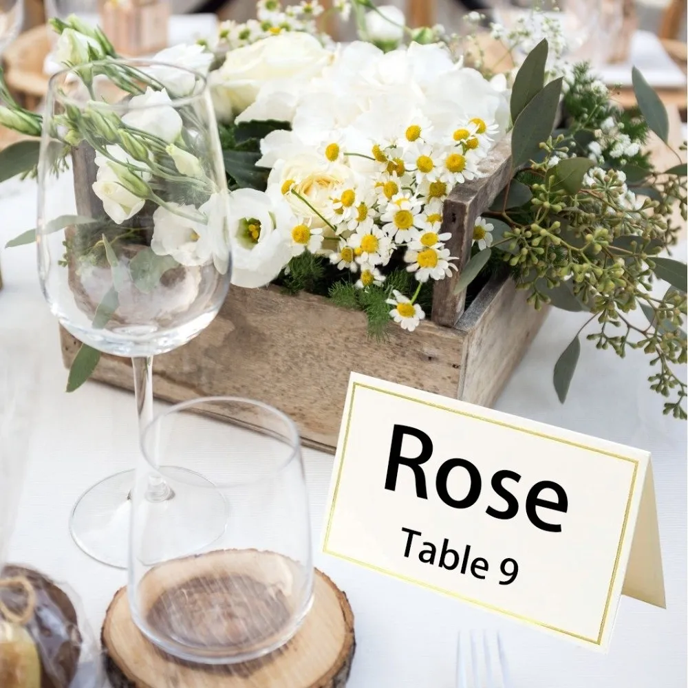 

50Pcs Hot-Selling Pink Framed Place Cards Small Tent Card Table Card Wedding Name Cards Dining Table Decorations Seat Card