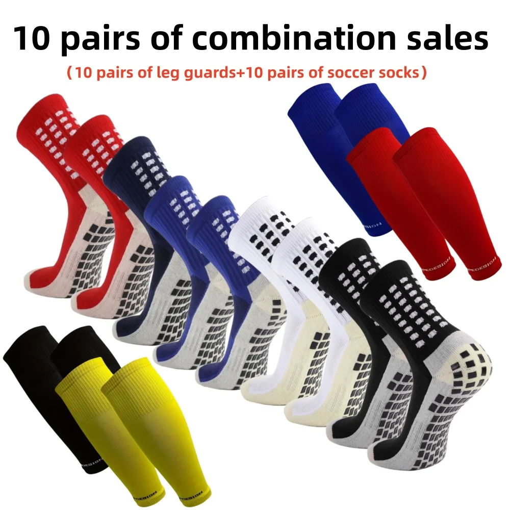 

5 pair of football socks+5 pair of protective sleeves Football Socks for Men and Women Anti-Slip Grip Comfortable