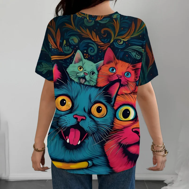 

Fashion Women Short Sleeve 3d Cute Owl Graphic Printed Tees Animal Print Round Neck T-Shirt Oversized Female Clothing Ladies Top