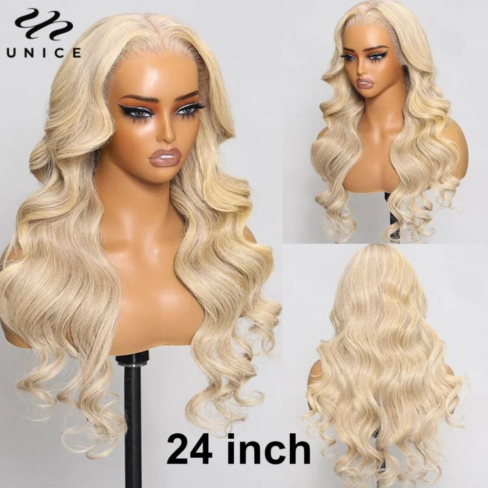 Unice Hair Pre Everything 13x4 Lace Front Wig Human Hair Ash Blonde Body Wave Lace Frontal Wig Pre Cut Pre Bleached Wear Go Wig