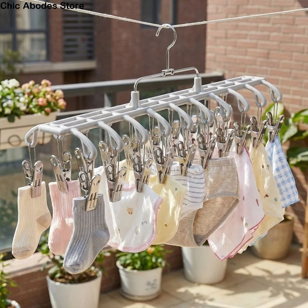 20 Clips Drying Clothes Hanger Anti-Slip Rustproof Sock Underwear Rack Windproof Non-marking Camisole Bra Clips