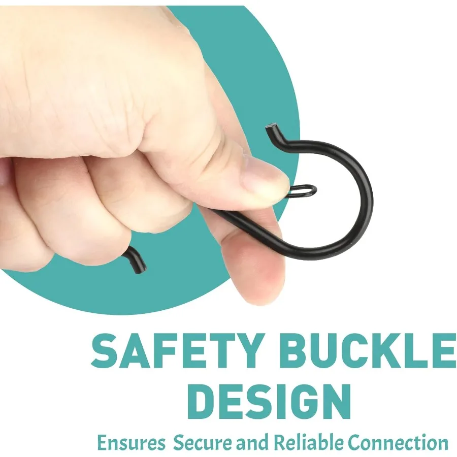 20 قطعة خطافات S للتعليق شديدة التحمل 3.5ih خطاف معدني عالي التحمل مع مشبك أمان مناسب لقضبان 0.5 ih خطاف S للتعليق