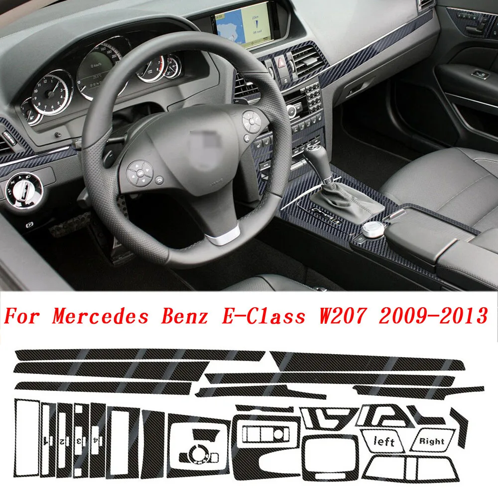 

Для Mercedes-Benz E-класса W207 C207 2009-16: наклейки из карбонового волокна на центральную панель управления и ручки дверей, аксессуары для стайлинга автомобиля