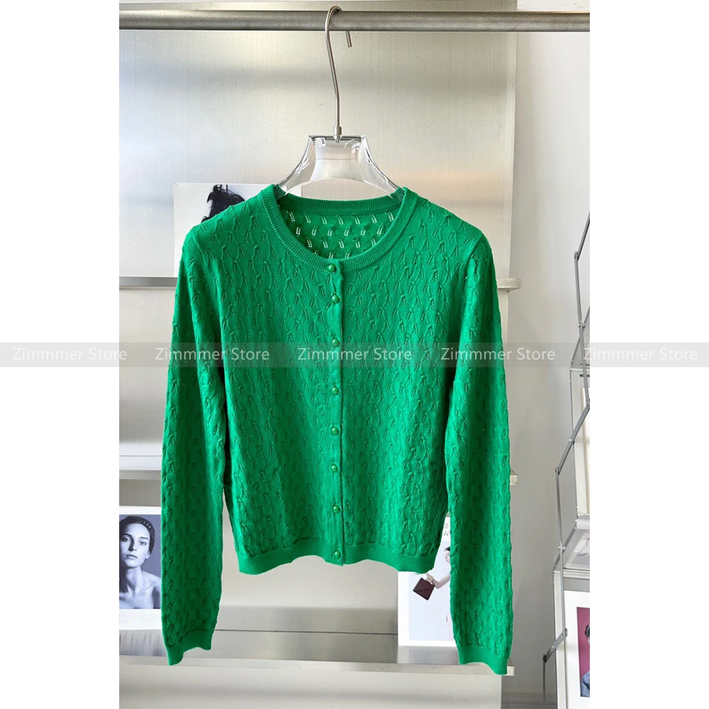 French style niche ball knitted hook flower hollow knitted sweater round neck cardigan sweater women