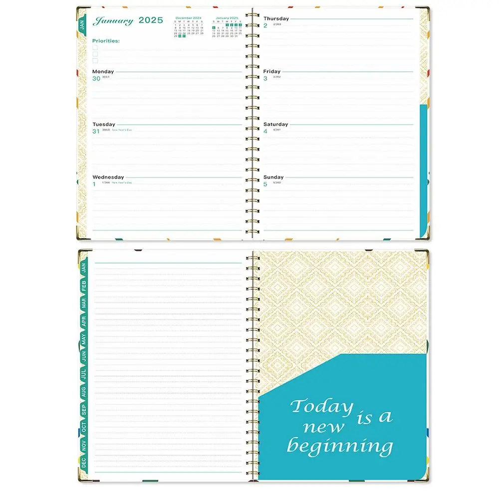 With Plate Clamp 2025 English Agenda Book Daily Planner Loose-leaf Coil A4 Schedules Calendar Notepad Monthly Calendar