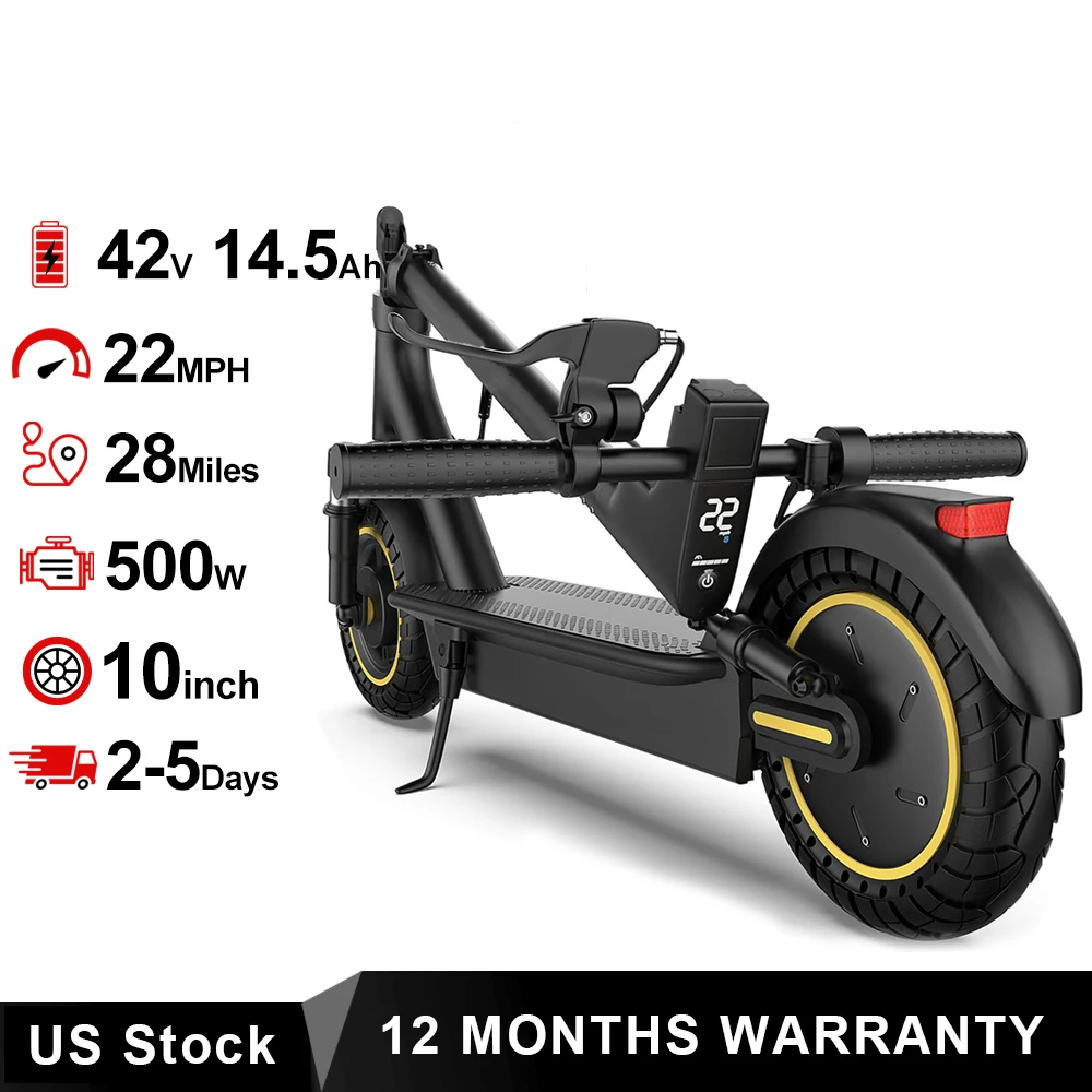 2026 NEW 10inch Electric Scooter 500W Motor 42V 14.5AH Battery Up to 22MPH Max Speed & 28 Miles Max Range Dual Suspension Folding E-Scooter
