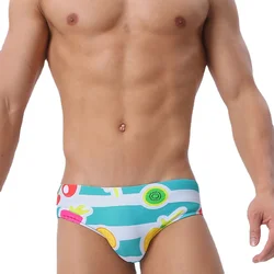 New Sexy Briefs Swimming Trunks Tight Stretch Printed bathing suit men Brand Surf Summer Beach Sports Pants Push-up Men Swimwear