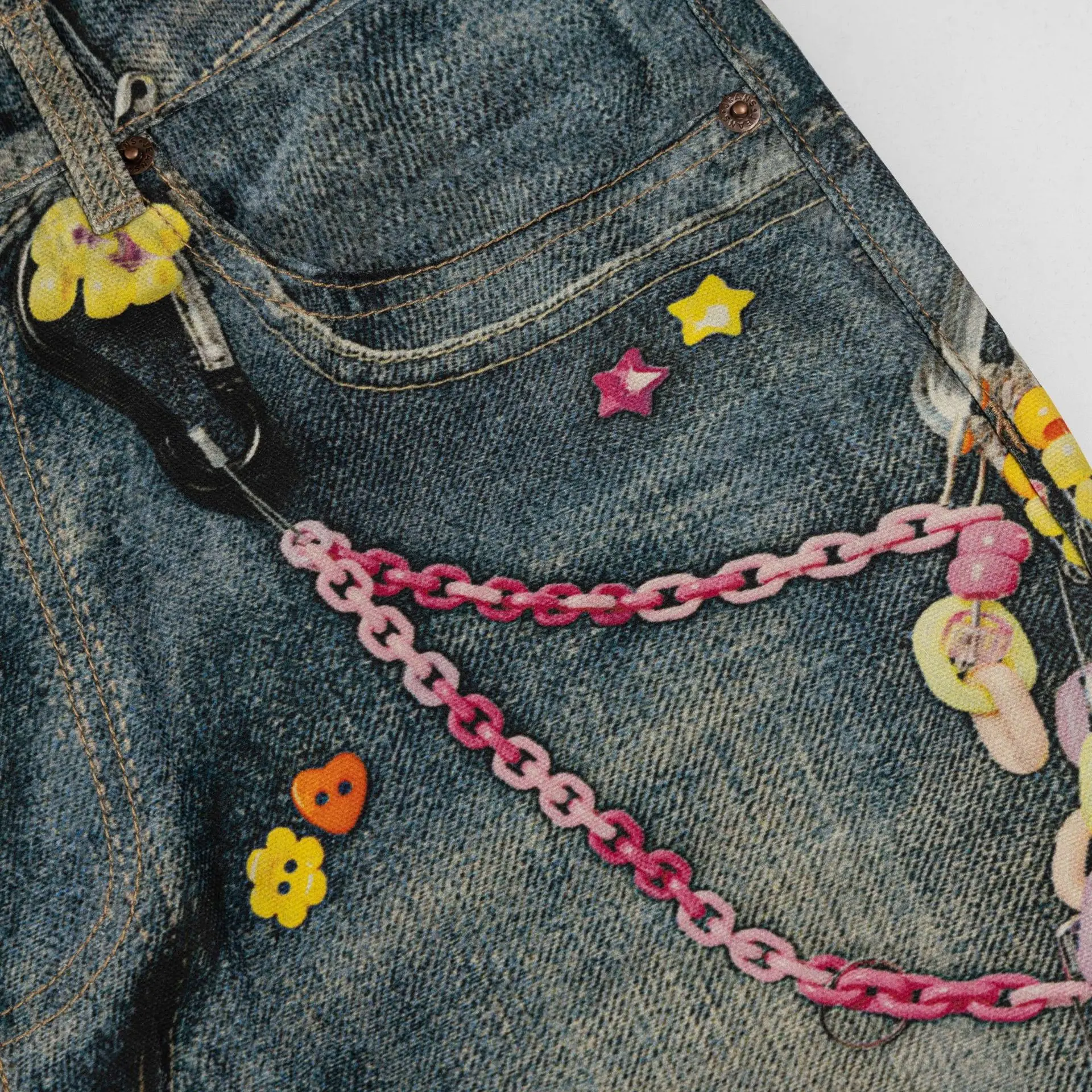 2025 ใหม่ Candy CHAIN เก่าล้าง DENIM ซิป SLIM FIT ตรงกางเกงกางเกงยีนส์ผ้าฝ้าย DENIM กางเกงกางเกงยีนส์ขนาด XS-XL # N018