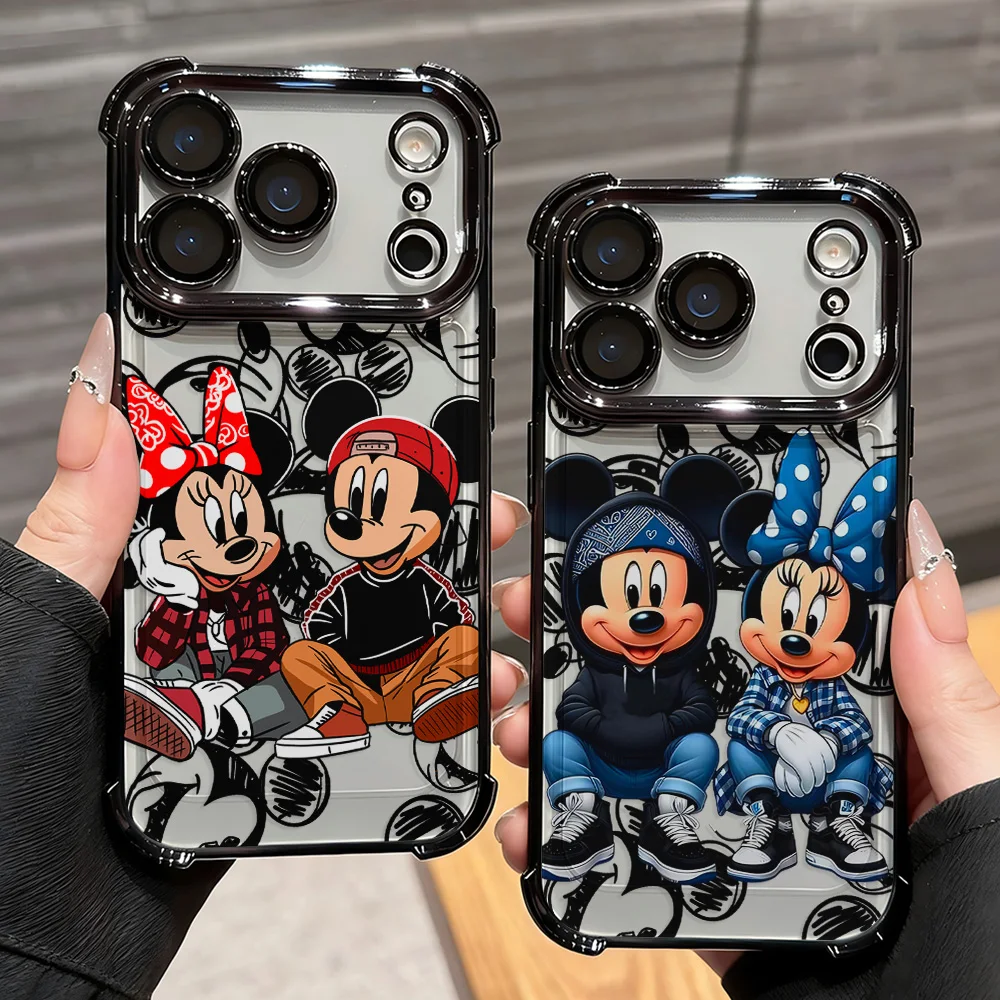 Cute Mickeys Minnies Mouse Plating Phone Case For Samsung S26 S25 S24 S23 S22 S21 S20 FE Note20 Edge Plus Ultra 4G 5G Anti Fall