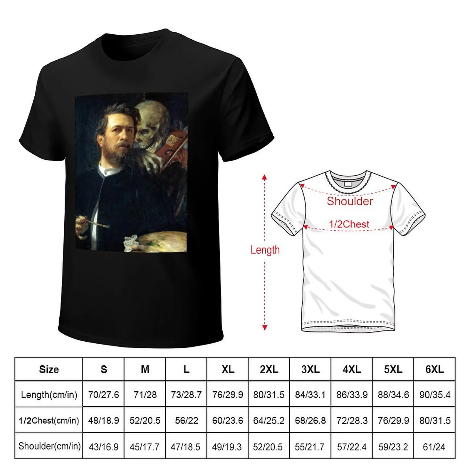 Self Portrait With Death Playing the Fiddle - Arnold Bocklin T-Shirt Construction Work Tee Shirt