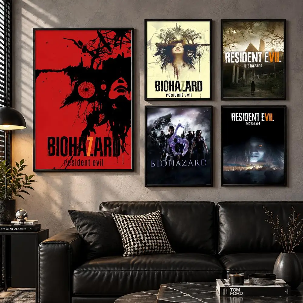 Game R-Resident E-Evil Biohazard Poster Modern Wall Art Sticker For Living Room Bedroom Bar Home Decor Mural Painting Decoration