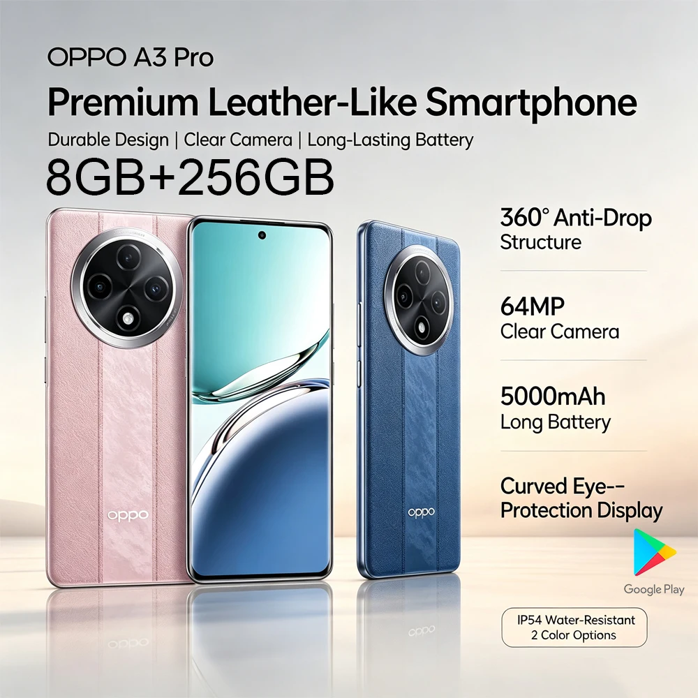 2026 NEW Original OPPO A3 Pro Mobile Phone Leather‑like Back 6.7