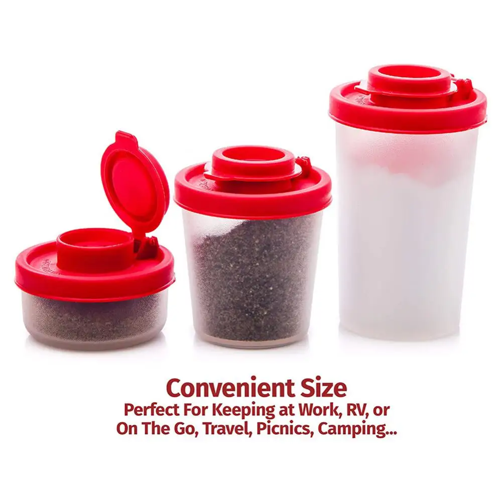 S/M/L New salt and pepper moisture proof seasoning bottle Mini seasoning jar plastic spice bottle with red cover