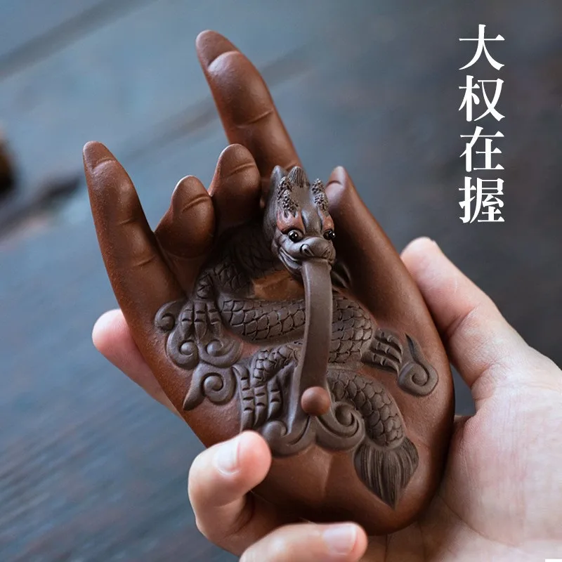 

Yixing Purple Clay Divine Dragon Tea Pet Prosperous Financial Fortune and Great Power Can Cultivate Handmade Sculpture Tea Pet