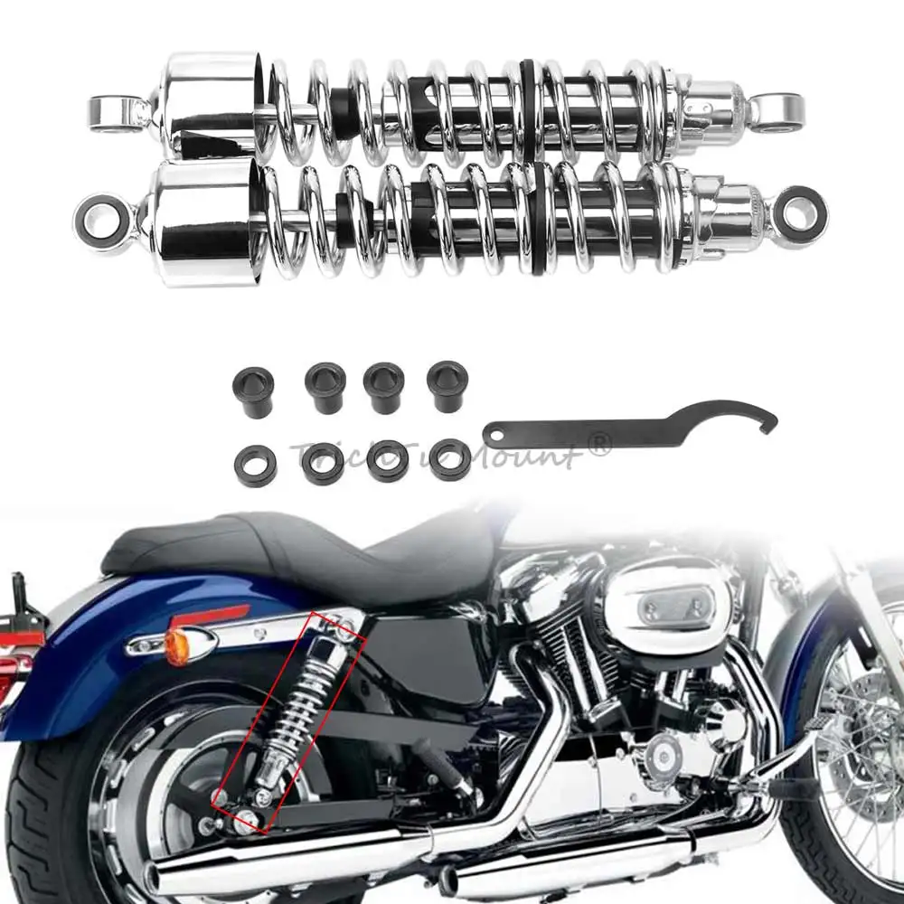 

For Harley Davidson Sportster XLH883 XLH1200 1986-2003 Motorcycle Accessories 2x 380mm Chrome Rear Air Shock Absorbers