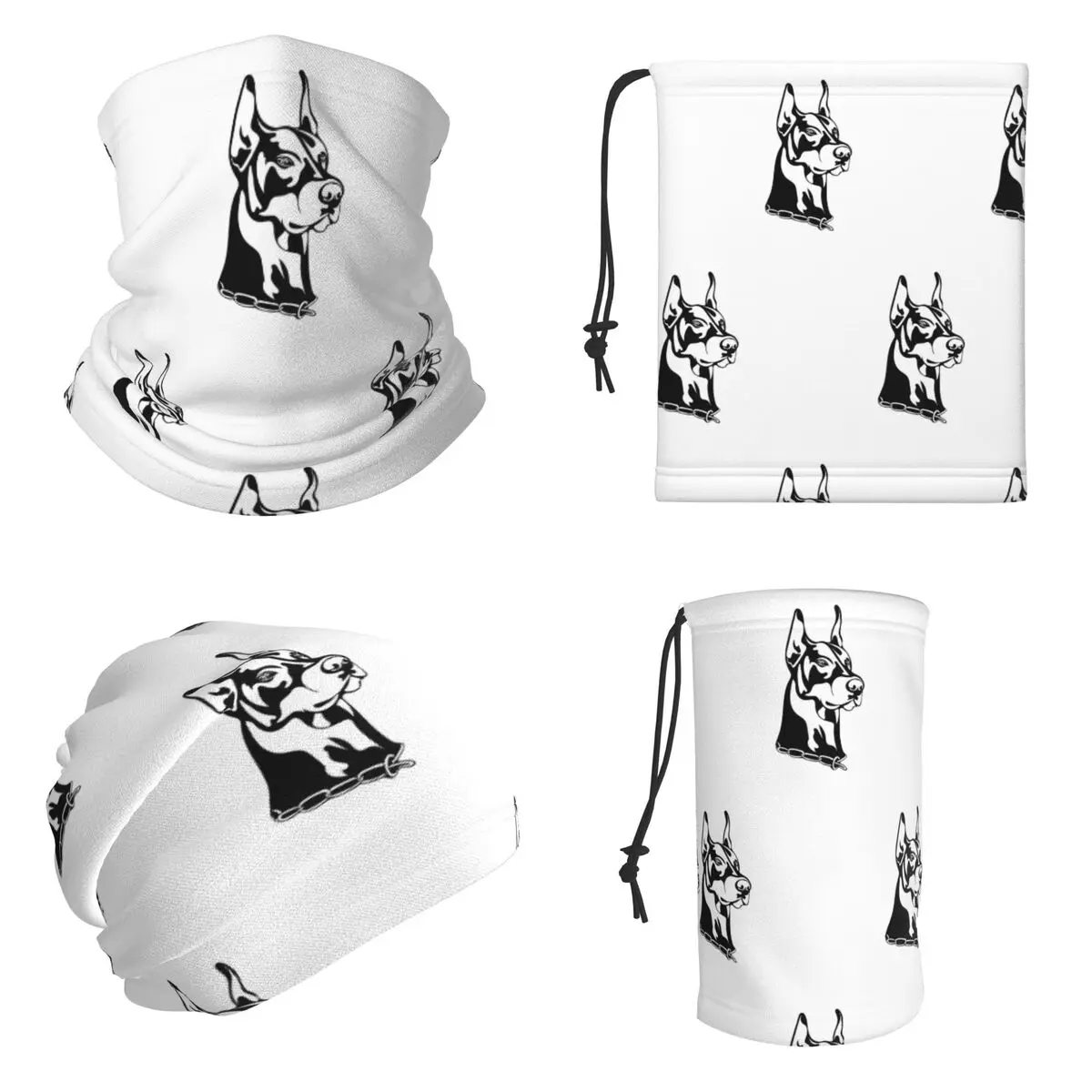 Doberman Dog Canine Portrait Bandana Neck Gaiter Printed Face Scarf Cycling Headwear For Men Women Adult Breathable