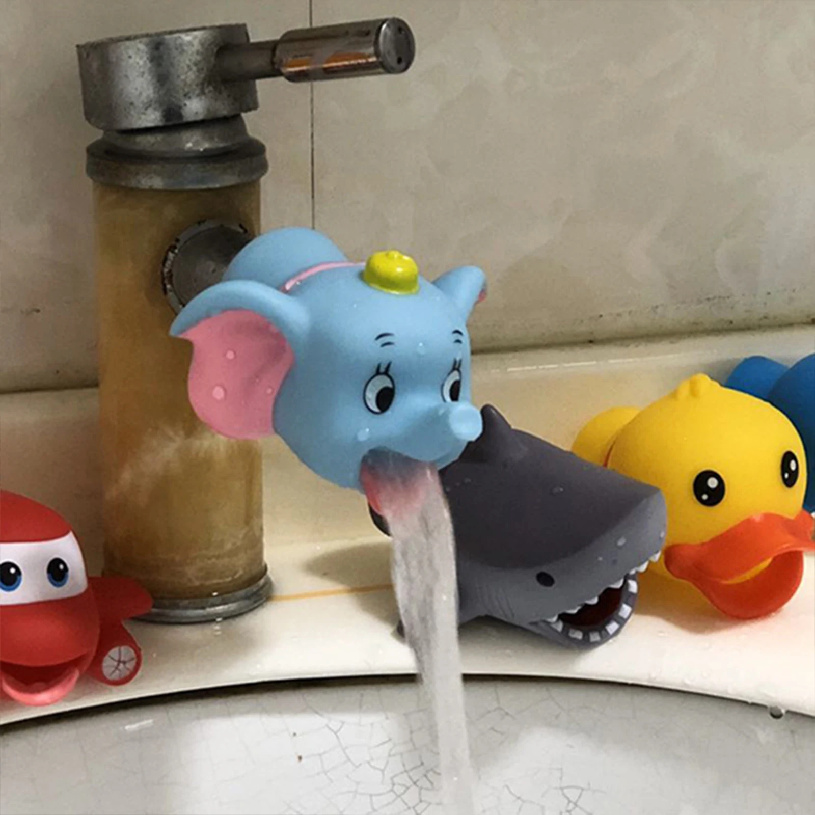 

Cute Animal Faucet Extender Kids Children Help Washing Hands Sink Kids Bath Toys Water Tap Extender Splash-proof Spout Extension