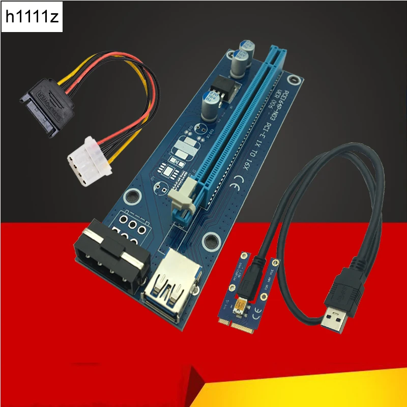 Mini PCIE Riser Card PCI-E PCI Express 1x to 16x USB 3.0 Cable SATA to 4Pin IDE Molex Power Supply for BTC Miner Machine Mining