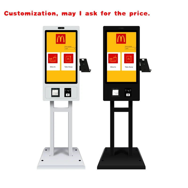 custom.23.6 Inch Payment Terminal Self Service Checkout with Barcode Scanner and Receipt Printing Retail Supermarket