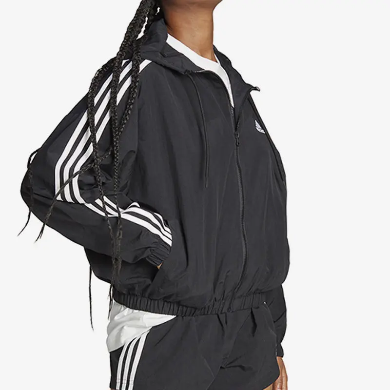 2026 Sport Adidas HT3399 Womens Woven Hooded Jacket Loose Fit Mesh Lined With Pockets Outerwear