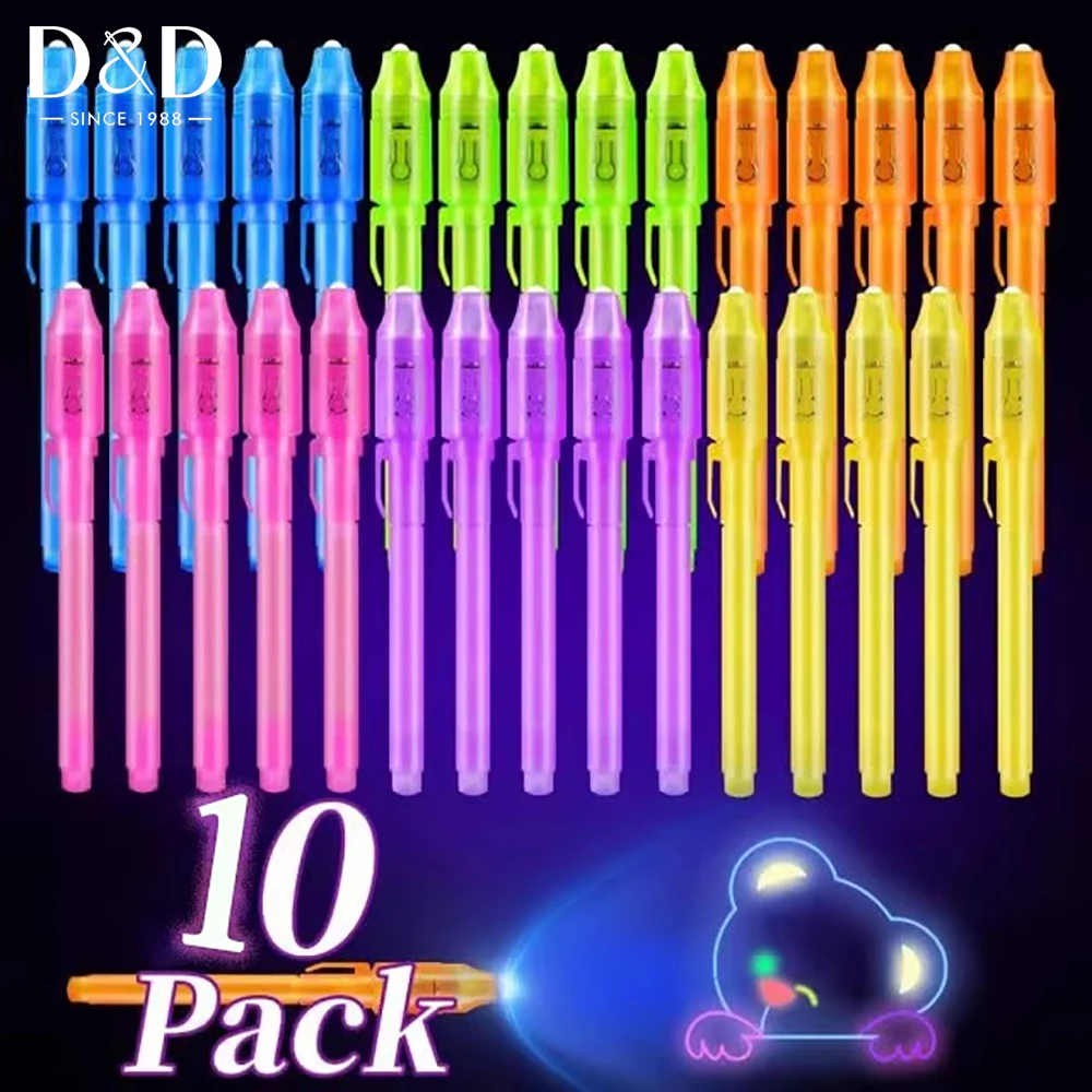 

10pcs UV Light Disappearing Ink Pens Invisible Ink Magic Pen Luminous Light Pen for Writing Secret Kids Party Favors