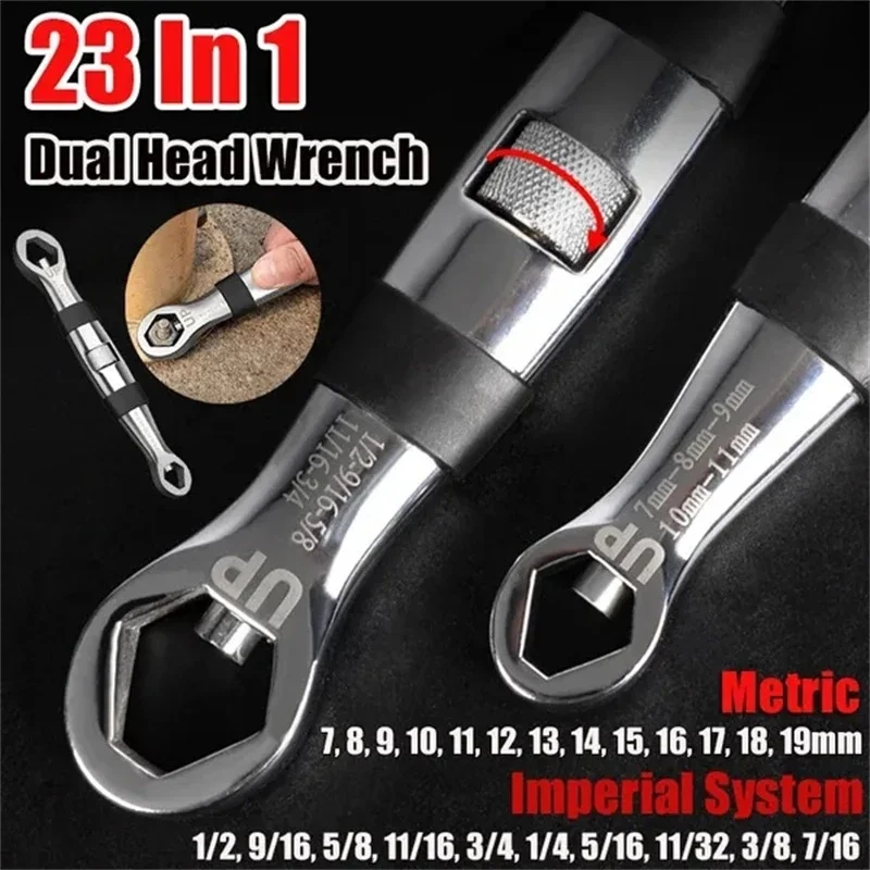 Universal Wrench 23 In 1 Wrench Set Ratchet Adjustable Wrench 7-19 Mm Wrench Universal Open End Wrench Flexible Multifunctional